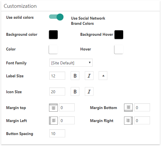 Customization options