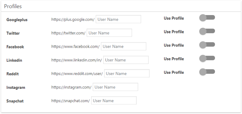 Profile options