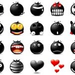 30 Black Emoticons 