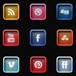 Free Icons: 12 Letter Pressed Social Icons 