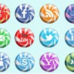 Free Icons: 16 Candy Social Icons 